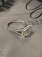 5.2tcw Emerald Cut Lab Diamond, Split Shank, Pave Band, Horizontal Set Certified Ring