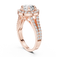 Angie - Solitaire with Halo and Split Shank Pave Band