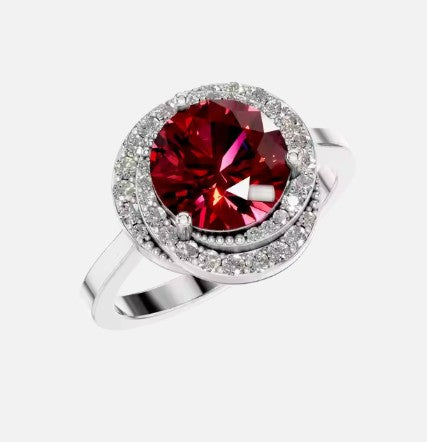 2.5ct Certified Round Ruby Solitaire with Spiral Halo