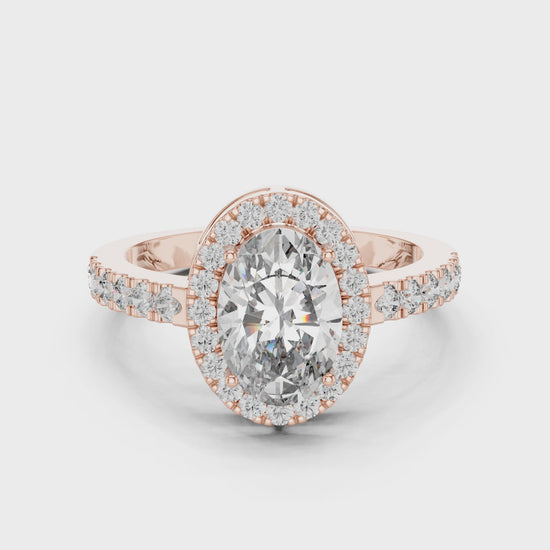 Sara - Solitaire with Halo and Pave Band